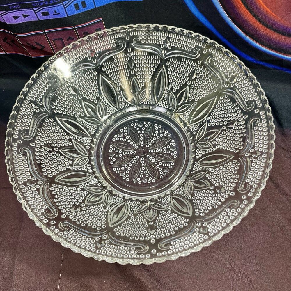 FEDERAL GLASS VINTAGE Mid Century Large Bowl Dish Heritage Crystal 1940s